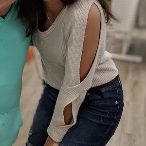 Maurices Cold-Shoulder Sweater with Sleeve Details